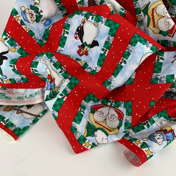 Daisy Kingdom Craft Squares Christmas Holiday Fabric Penguin Snowman B3811 - Picture 8 of 16
